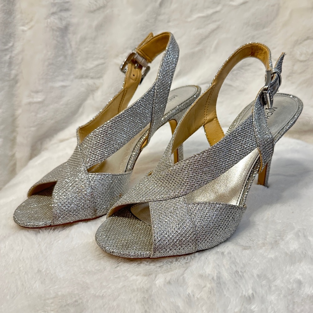Michael Kors Silver Formal Heels size 8
